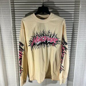 White-ish cream pink flame hellstar long sleeve tee